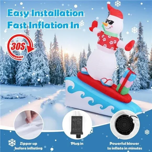 Inflatable Christmas Decorations Outdoor, 6FT Inflatable Snowman with LED Lights